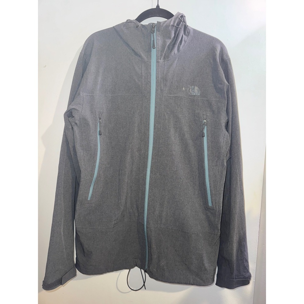 The North Face Mens M Burst Rock Grey Blue Hooded Rain Jacket